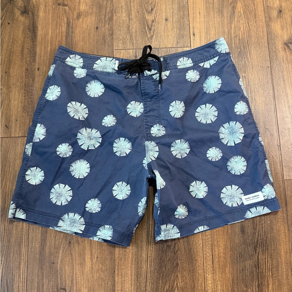 Banks Journal Men's Boardshorts Blue Patterned Size 32 Drawstring Waist